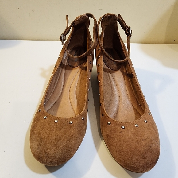 MONTANA tan Suede Leather Mary Jane block heels shoes size 9M - Picture 3 of 12